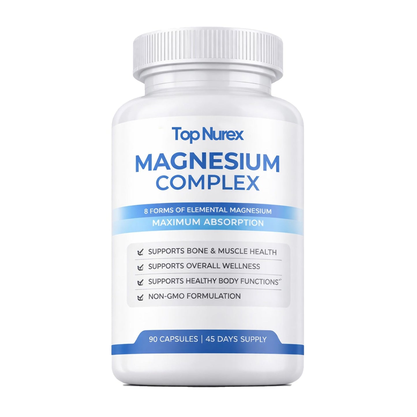 Top Nurex Magnesium Complex for Women & Men,1000mg High Absorption Blend, 8 Magnesium Forms Including Glycinate, Citrate & Malate, Daily Nutrient Support, Vegan Non-GMO, 90 Capsules (1 Pack) - Maple Wellness Supplements