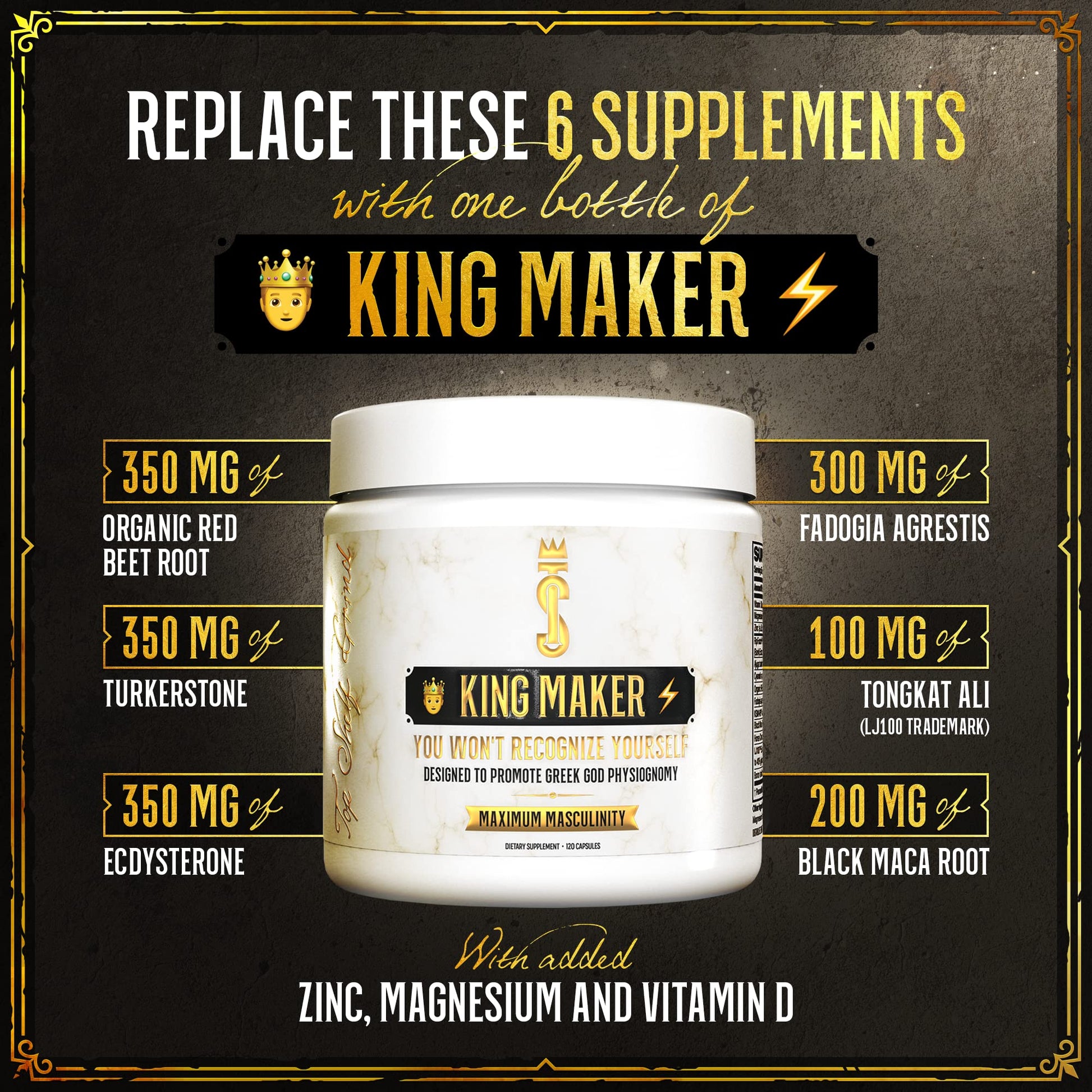 Top Shelf Grind King Maker, 13-in-1 Anabolic Supplement for Men to Increase Stamina - Maple Wellness Supplements