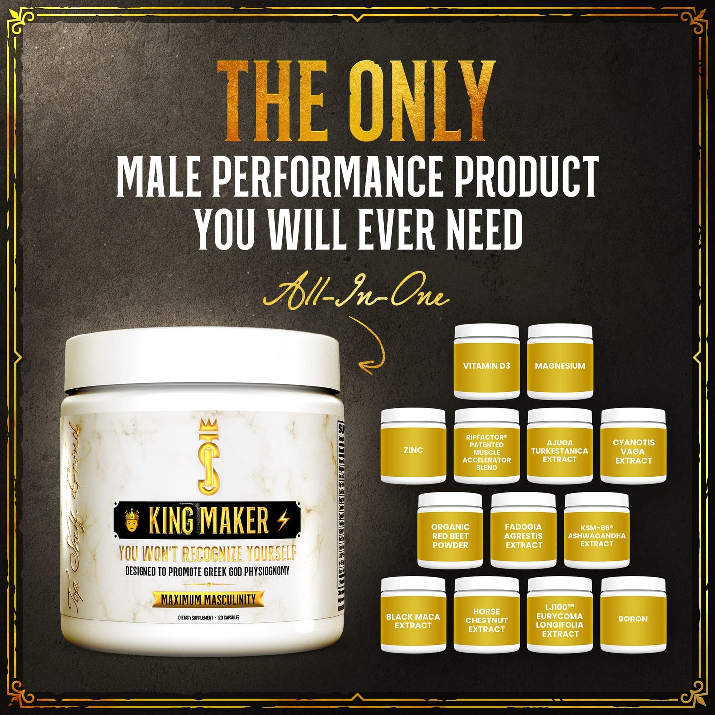 Top Shelf Grind King Maker, 13-in-1 Anabolic Supplement for Men to Increase Stamina - Maple Wellness Supplements
