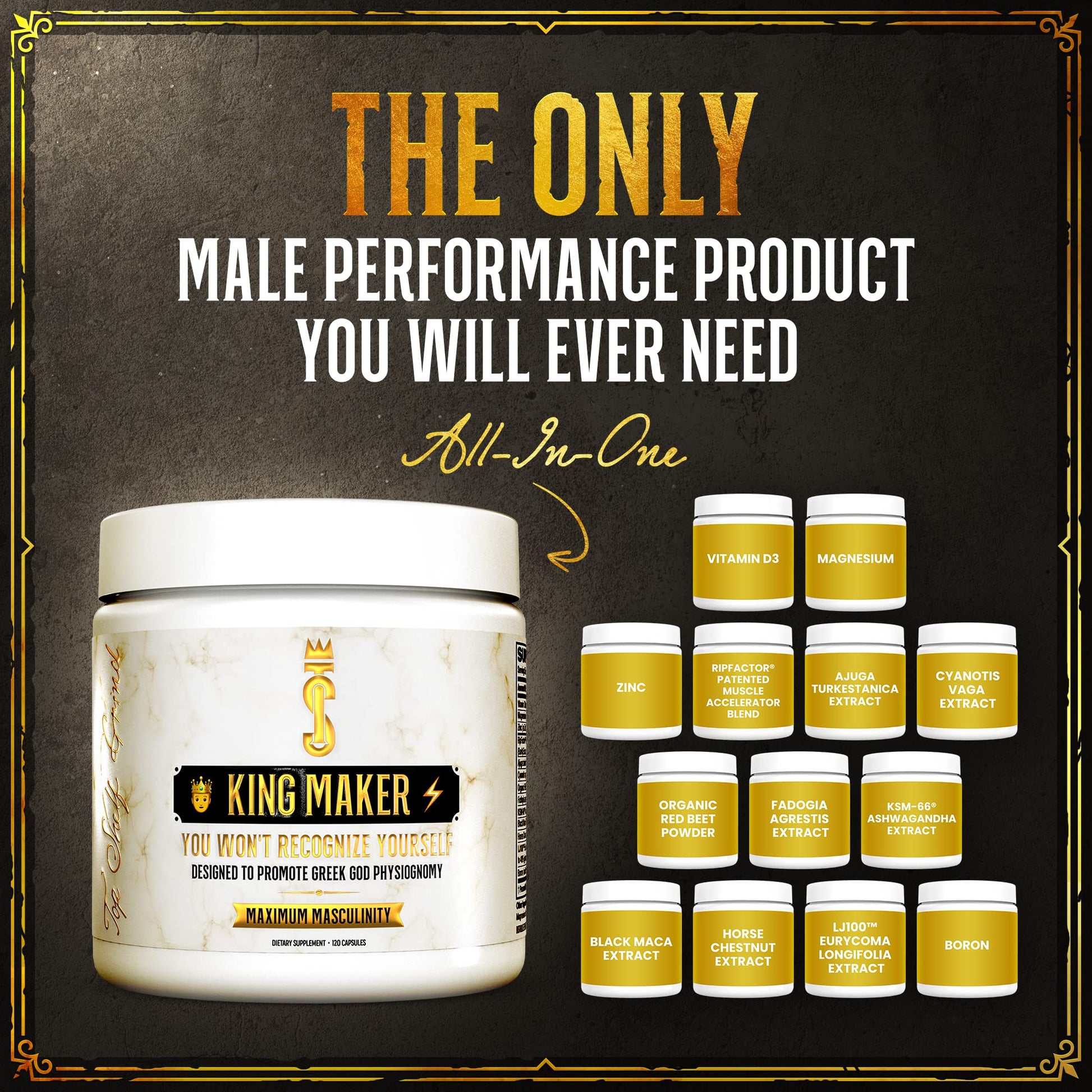 Top Shelf Grind King Maker, 13-in-1 Anabolic Supplement for Men to Increase Stamina - Maple Wellness Supplements