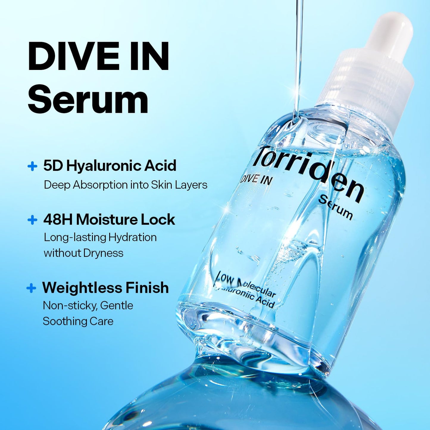 Torriden DIVE IN Hyaluronic Acid Serum for Deep Hydration | Korean K-Beauty Glass Skin Plump Glow - Maple Wellness Supplements