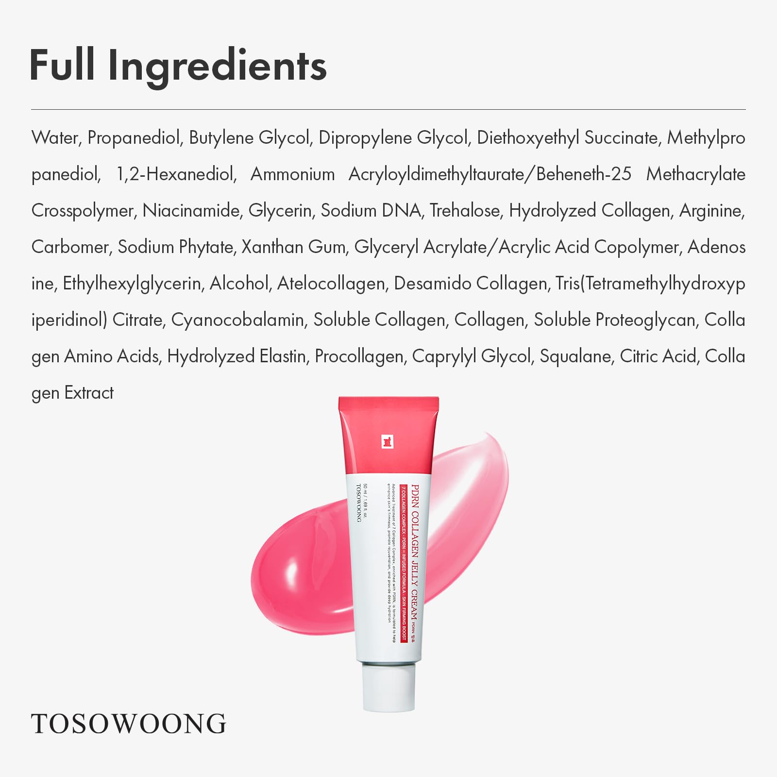 TOSOWOONG PDRN Collagen Jelly Cream, 5,000ppm Salmon DNA PDRN, Niacinamide - Maple Wellness Supplements