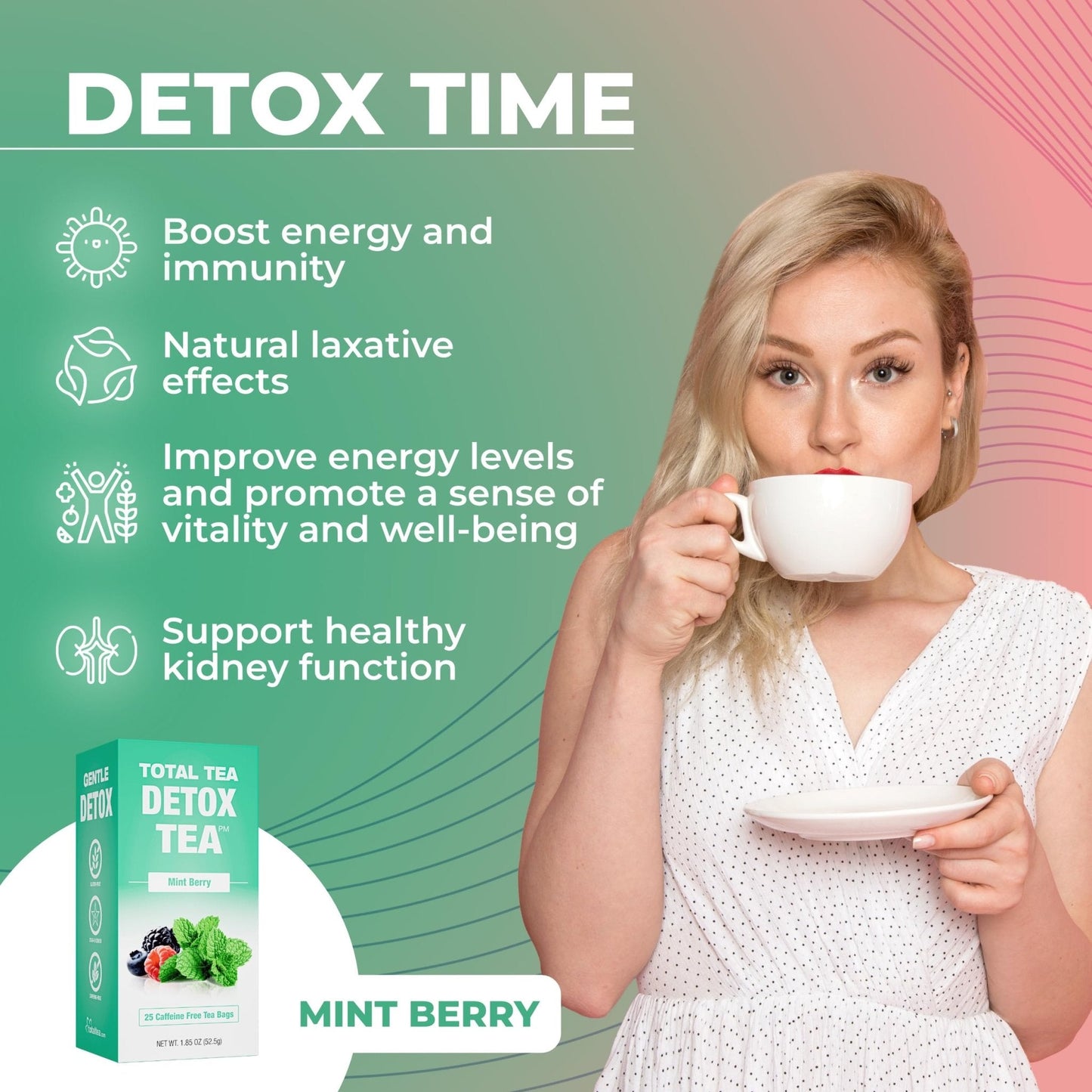 Total Tea Slimming Detox Tea for a Healthy Weight Support - Caffeine Free - Herbal - Maple Wellness Supplements