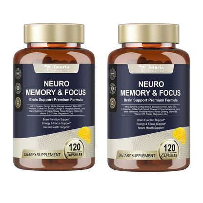 Totaria C-ognitive with Caffeine Pills, L-Tyrosine, Alpha GPC, Ginkgo Biloba, Bacopa Monnieri Brain Supplement for Memory and Focus, Brain Nootropic Support - Non-GMO, Gluten Free (2 Packs) - Maple Wellness Supplements