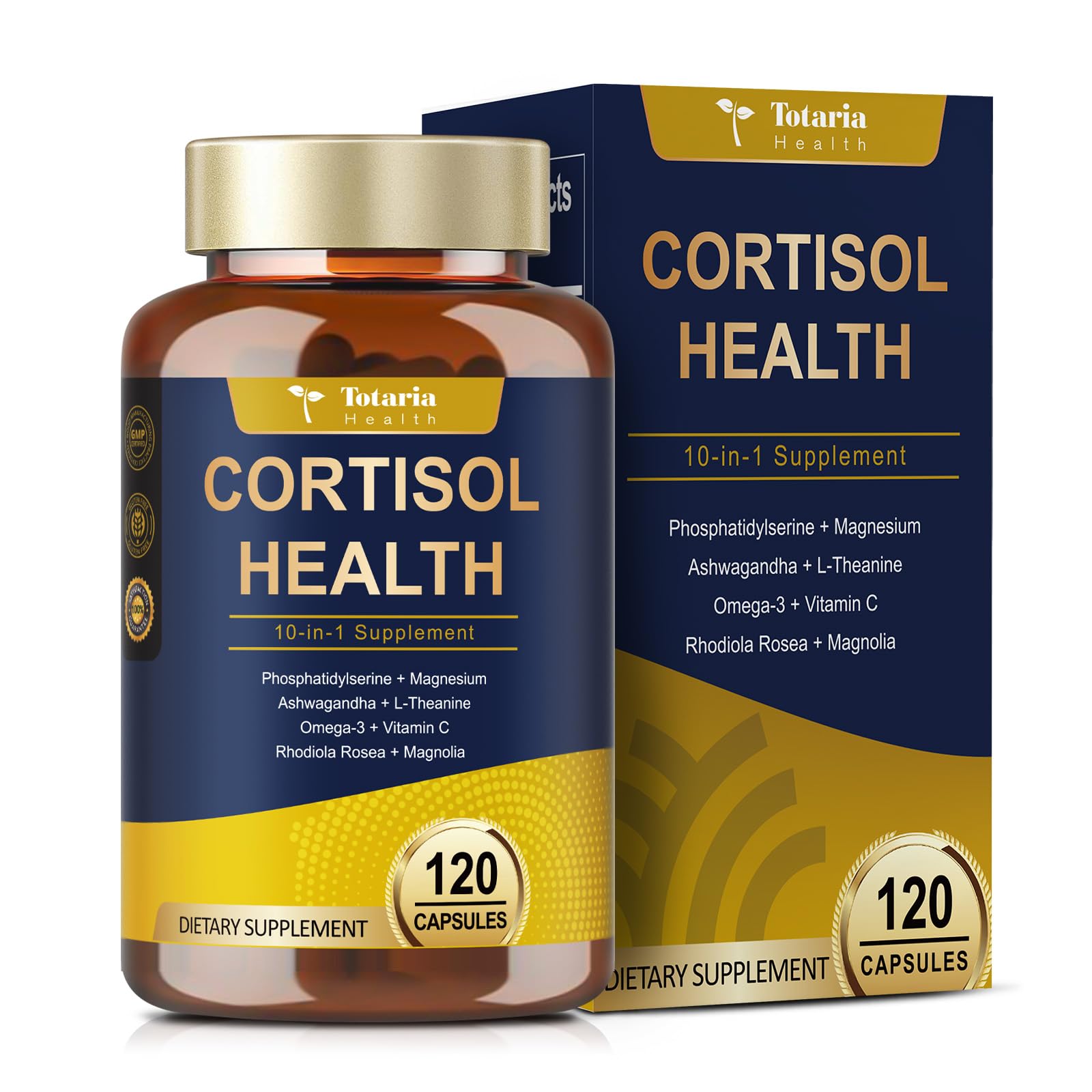 Totaria Cortisol Supplement with Ashwagandha,Magnesium,Rhodiola Rosea,L Theanine,Hormone Balance for Women 120 Vegan Capsules (Pack of 1) - Maple Wellness Supplements