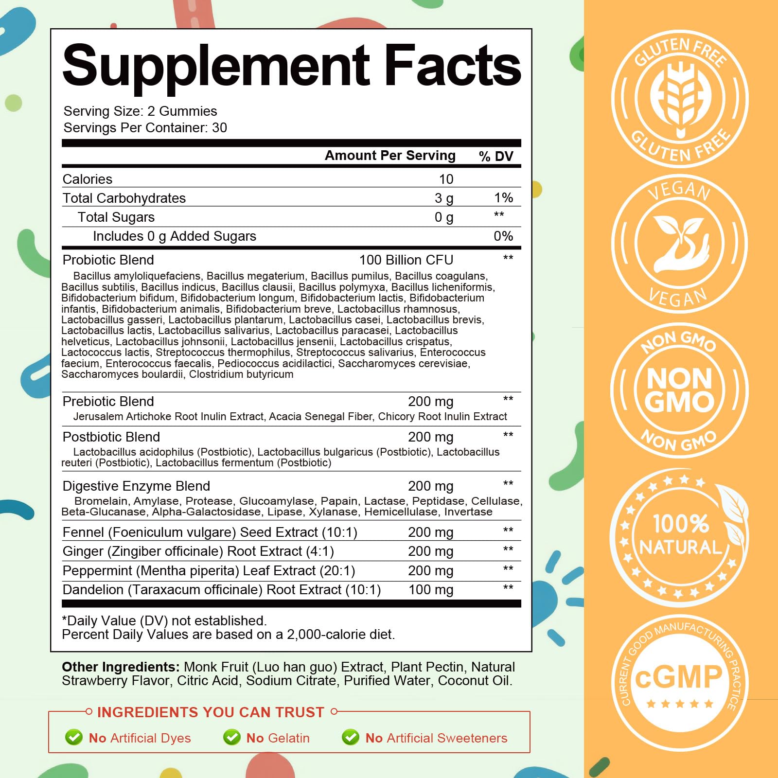 Totaria Sugar Free 5-in-1 Probiotic Prebiotic Postbiotic Gummy, 36 Strains Probiotics for Women Men with Digestive Enzymes, Peppermint, Complete Immune, - Maple Wellness Supplements