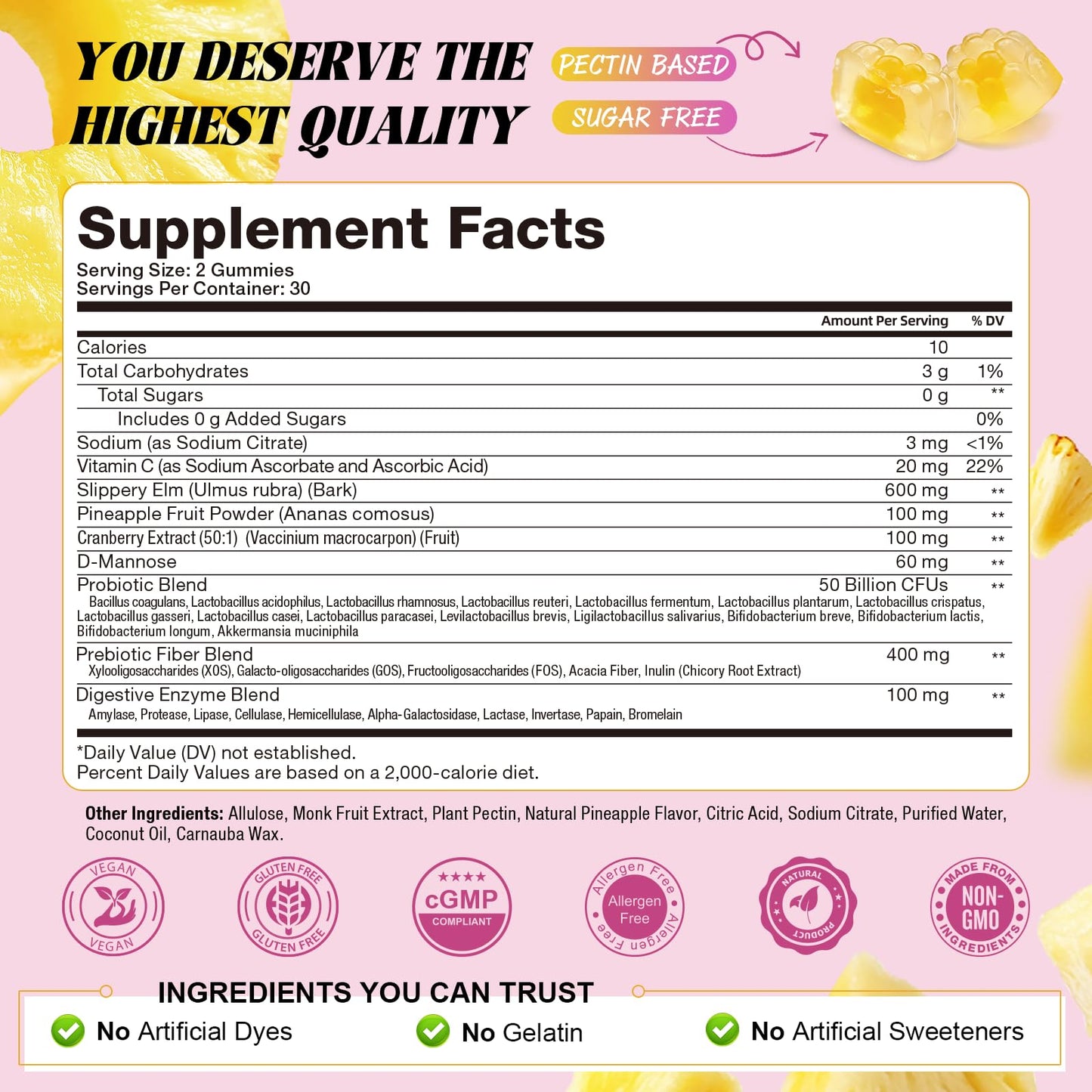 Totaria Sugar Free Probiotics for Women, Feminine Balance Gummies, 50 Billion CFU Vaginal Probiotic Prebiotic w/Slippery Elm, Cranberry, for Vaginal, Urinary Tract - Maple Wellness Supplements