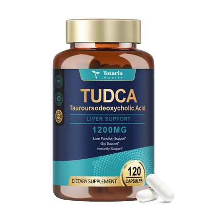 Totaria TUDCA Bile Salts 1200mg (Tauroursodeoxycholic Acid), 120 Capsules, Ultra Strength Pure TUDCA Liver Supplements - Maple Wellness Supplements