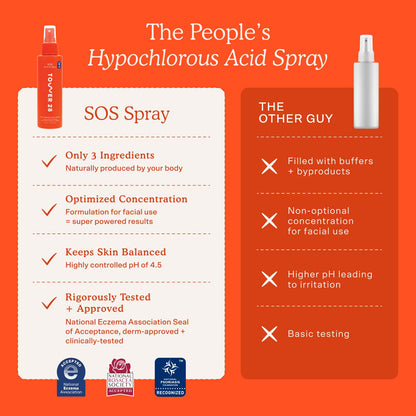 Tower 28 SOS Daily Rescue Facial Spray - Hypochlorous Acid Spray to Help Reduce Redness, Calm Irritation + Alleviate Flare-Ups - Soothing + Purifying Face Toner - Everyday Skin Care Essential (4 oz) - Maple Wellness Supplements