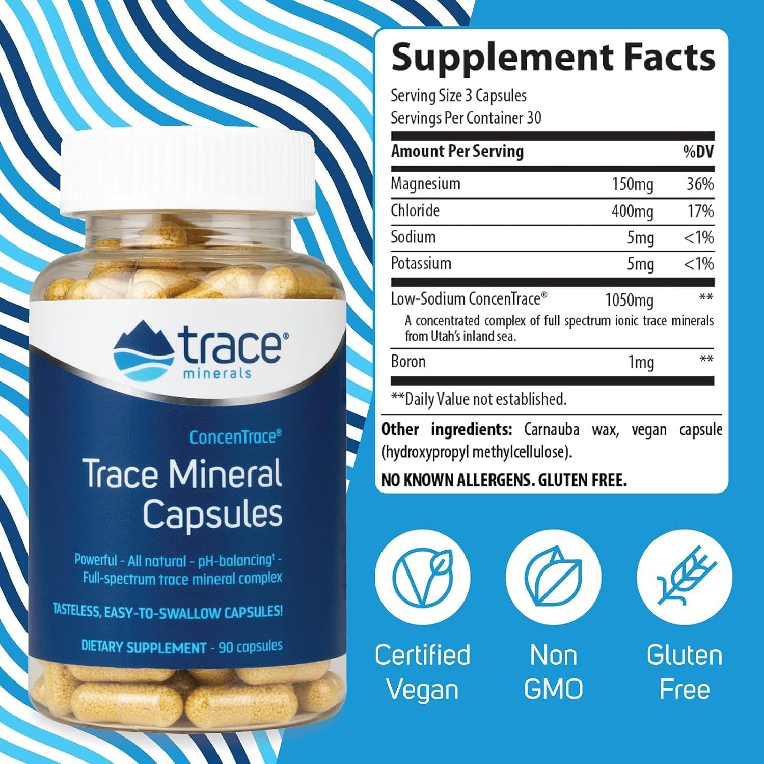 Trace Minerals ConcenTrace Trace Mineral Capsules - ConcenTrace Capsules for Overall Health - Bone Strength, Muscle Recovery & Energy Support - Maple Wellness Supplements