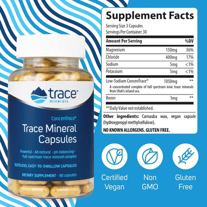 Trace Minerals ConcenTrace Trace Mineral Capsules - ConcenTrace Capsules for Overall Health - Bone Strength, Muscle Recovery & Energy Support - Maple Wellness Supplements