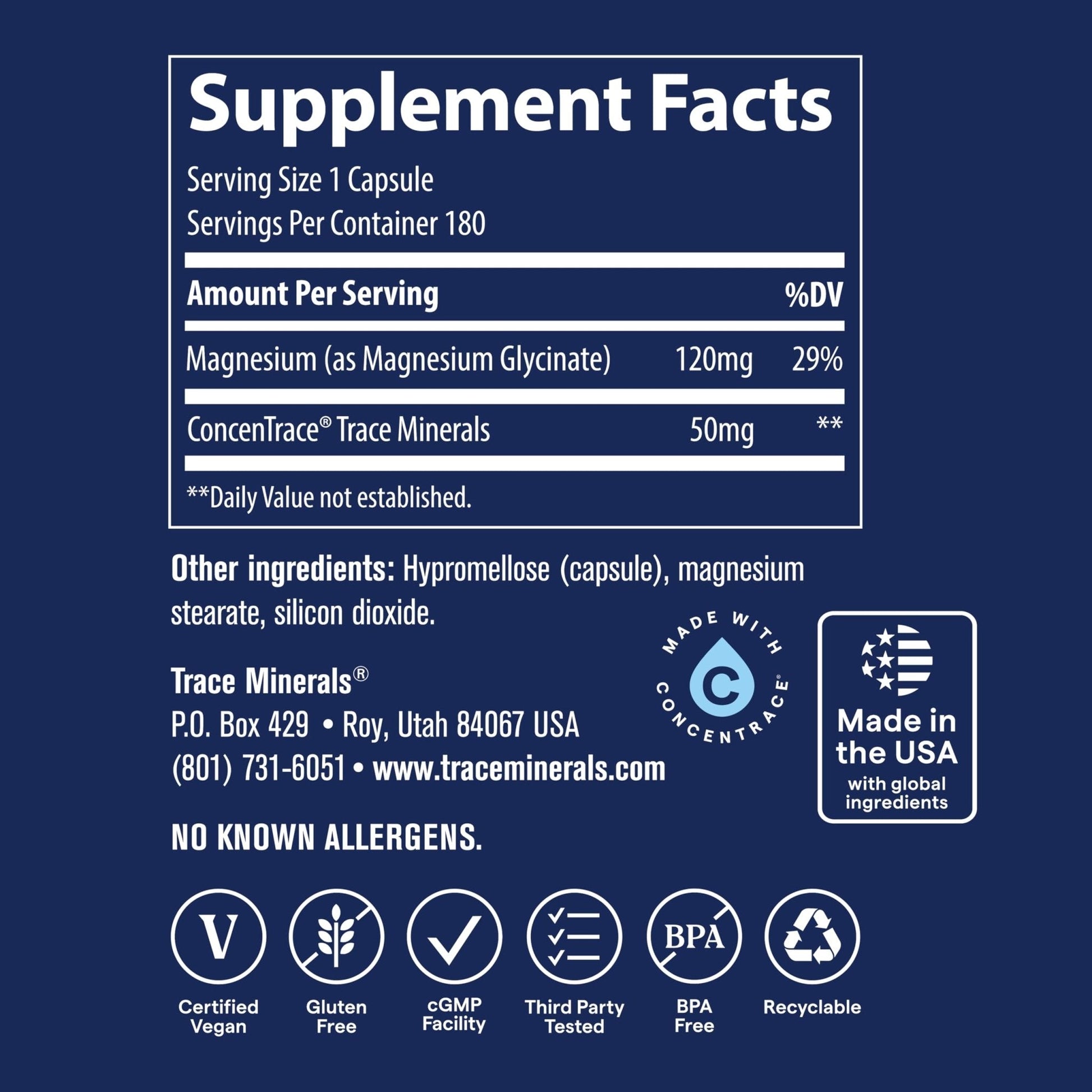 Trace Minerals Magnesium Glycinate - Gentle Magnesium Glycinate Supplement for Healthy Sleep & Relaxation Support - Healthy Mind & Energy - Maple Wellness Supplements
