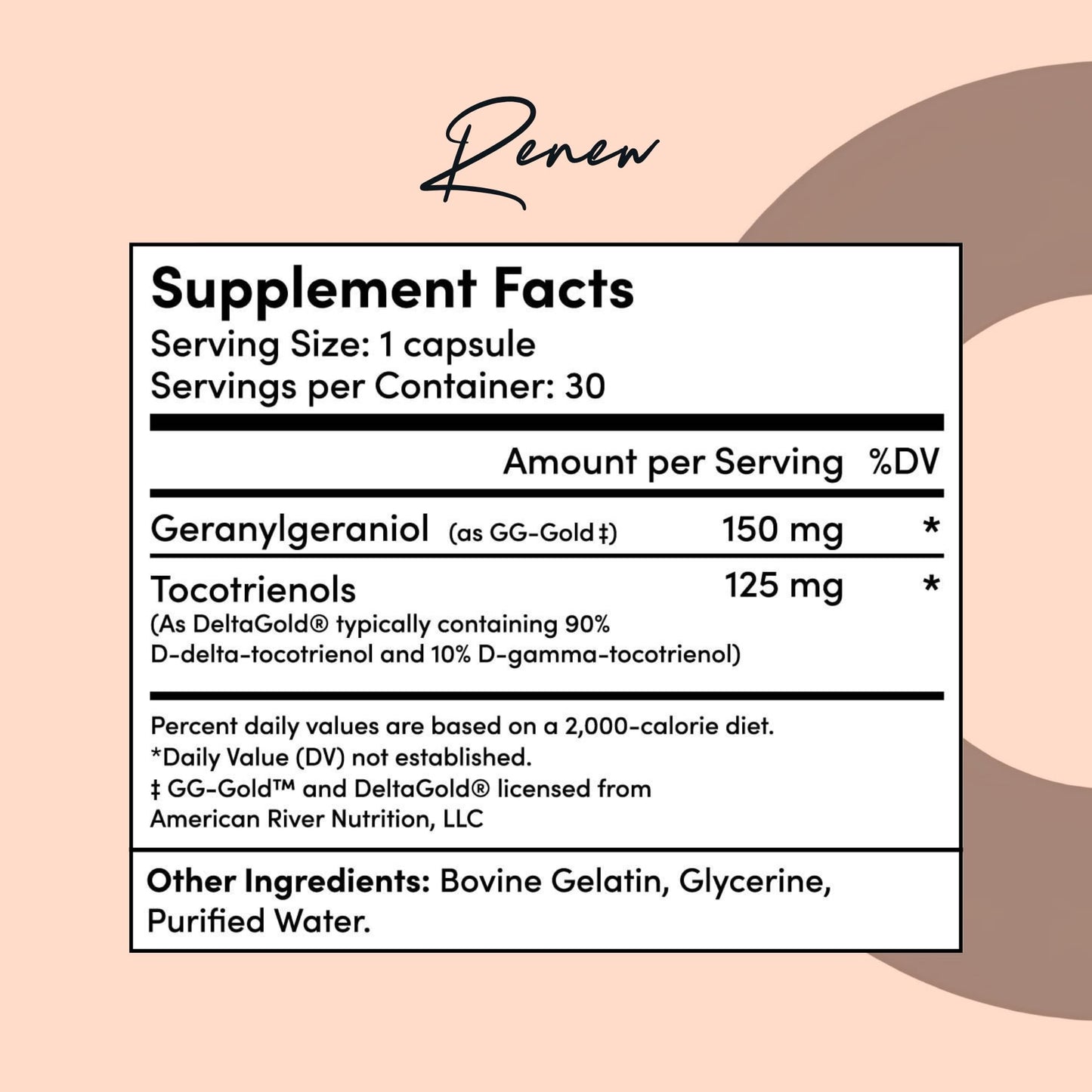 Tranont Renew - Antioxidant Complex for Vitality & Wellness | Vitamin E Tocotrienols & Geranylgeraniol | Supports Healthy Cellular Function, Joint Health, & Youthful Glow - 30 Capsules - Maple Wellness Supplements
