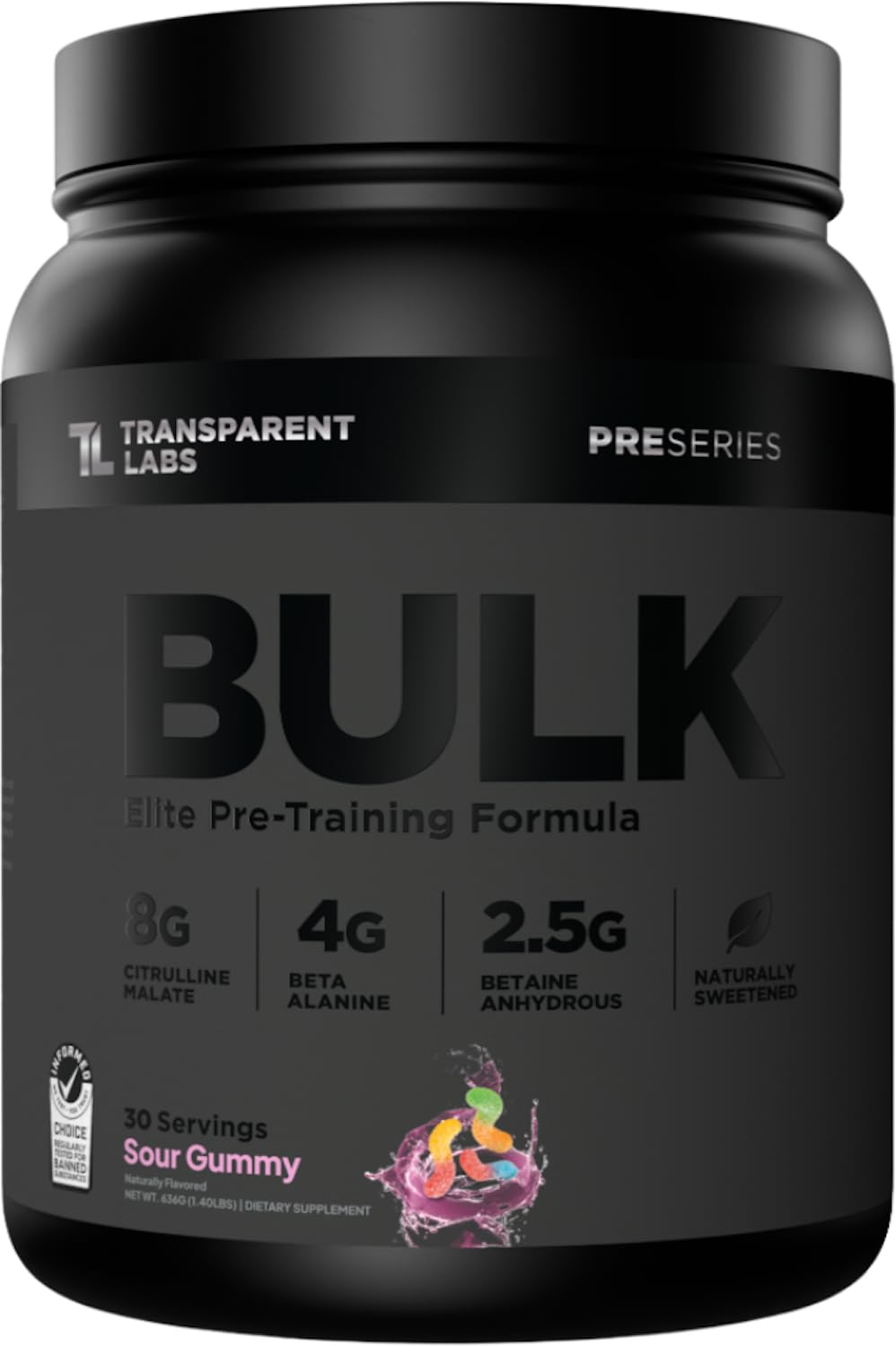 Transparent Labs Bulk Black Pre Workout - Clinically Dosed, Sugar Free Preworkout for Men and Women with Beta Alanine Powder, Citrulline Malate - Maple Wellness Supplements