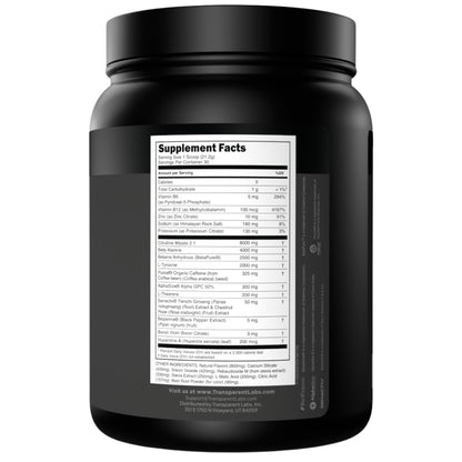 Transparent Labs Bulk Black Pre Workout - Clinically Dosed, Sugar Free Preworkout for Men and Women with Beta Alanine Powder, Citrulline Malate - Maple Wellness Supplements