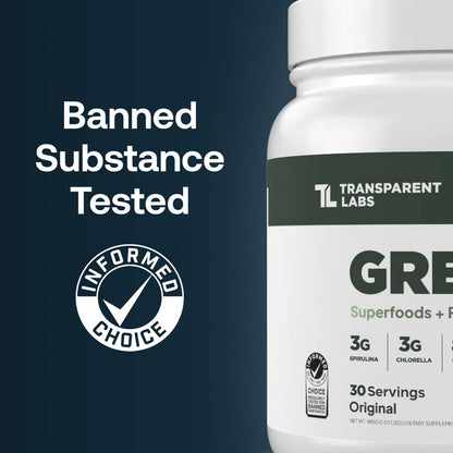 Transparent Labs Prebiotic Greens - Superfood Powder & Antioxidants Supplement with Organic Spirulina, Chloerra, Acacia, & Green Banana Powder - 30 Servings, Unflavored - Maple Wellness Supplements