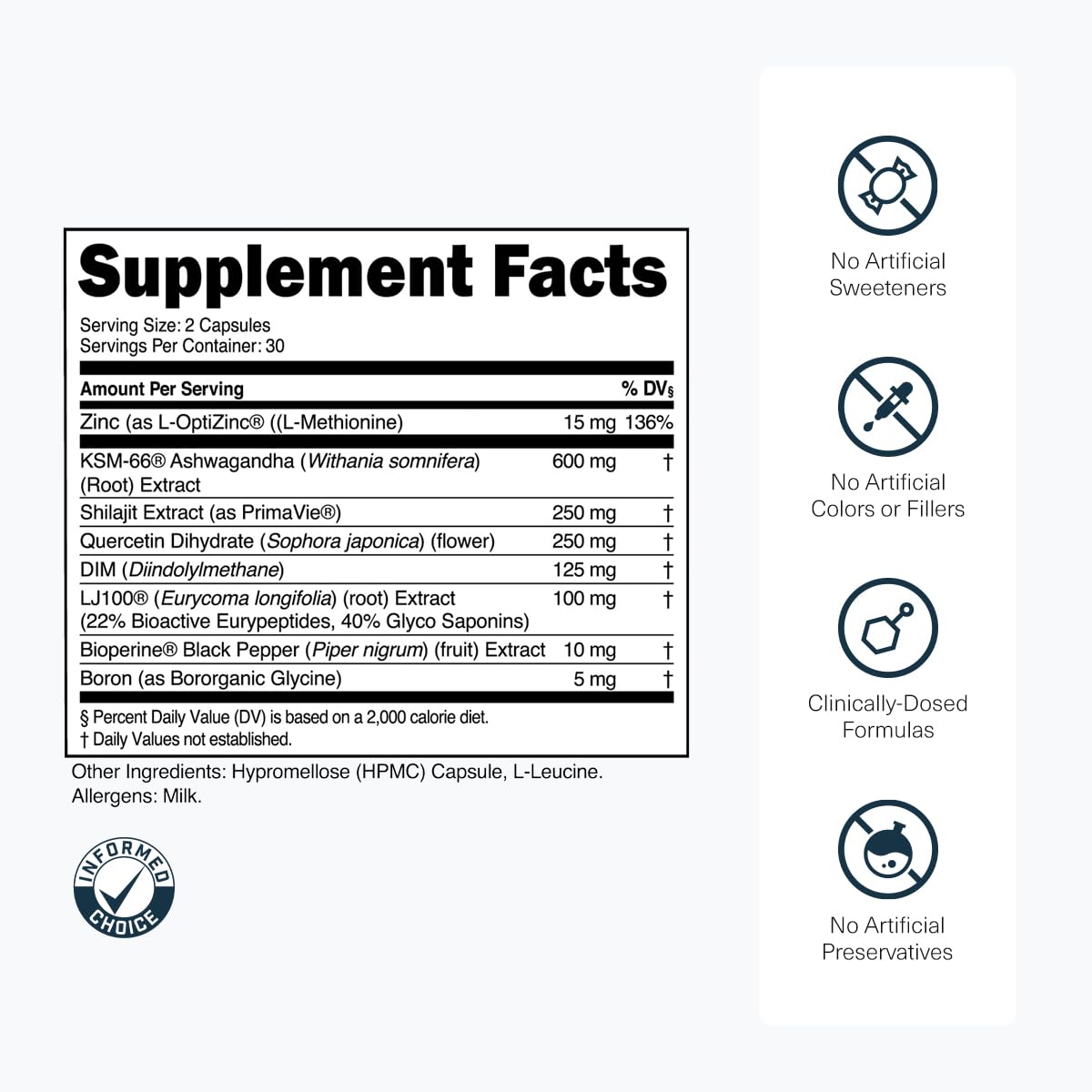 Transparent Labs Vitality Men with Ashwagandha KSM-66, PrimaVie Shilajit Extract, & DIM to Support Vitality, & Bioavailable - 60 Count - Maple Wellness Supplements
