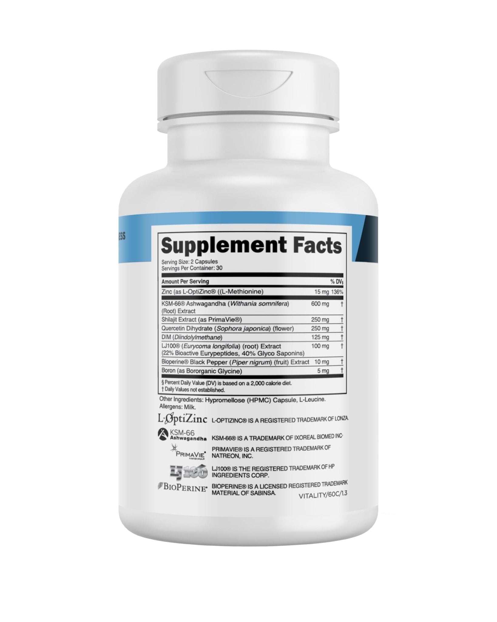 Transparent Labs Vitality Men with Ashwagandha KSM-66, PrimaVie Shilajit Extract, & DIM to Support Vitality, & Bioavailable - 60 Count - Maple Wellness Supplements
