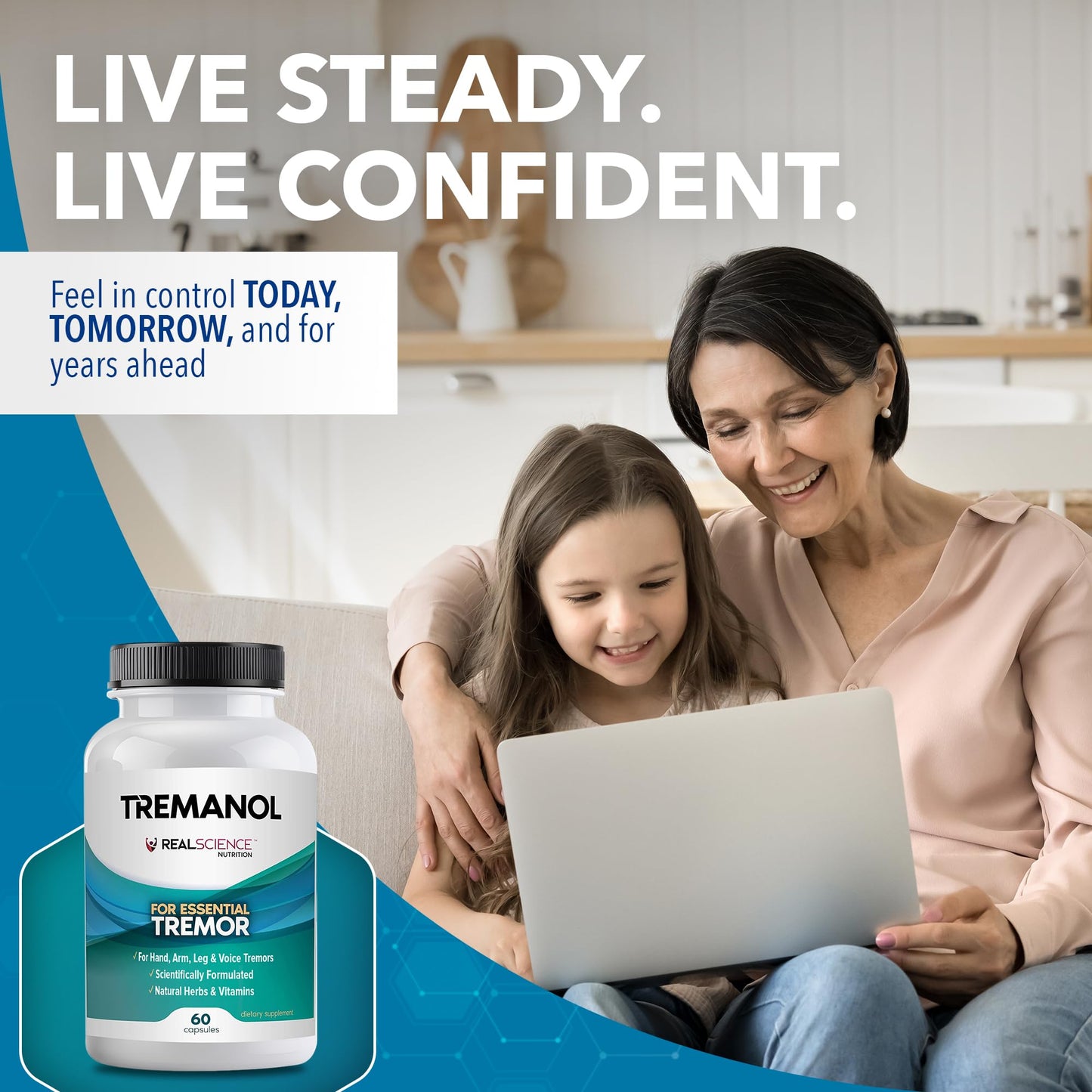 Tremanol Natural Aid Herbal Supplement – Includes Vitamin B2 & B12, Passionflower & Skullcap – 60 Caps (Pack of 3) – Made in USA - Maple Wellness Supplements