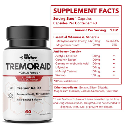 Tremoraid Essential Tremor Relief Supplements (60 Caps)* (3 Bottles) - Maple Wellness Supplements