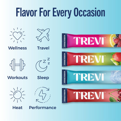 TREVI™ Everyday Sugar Free Electrolytes - Essential Drink Mix Hydration Powder Packets - 20 Count - Favorites Variety Pack - Sour Cherry, Strawberry Kiwi, Berry Lemonade, Arctic Frost - Maple Wellness Supplements