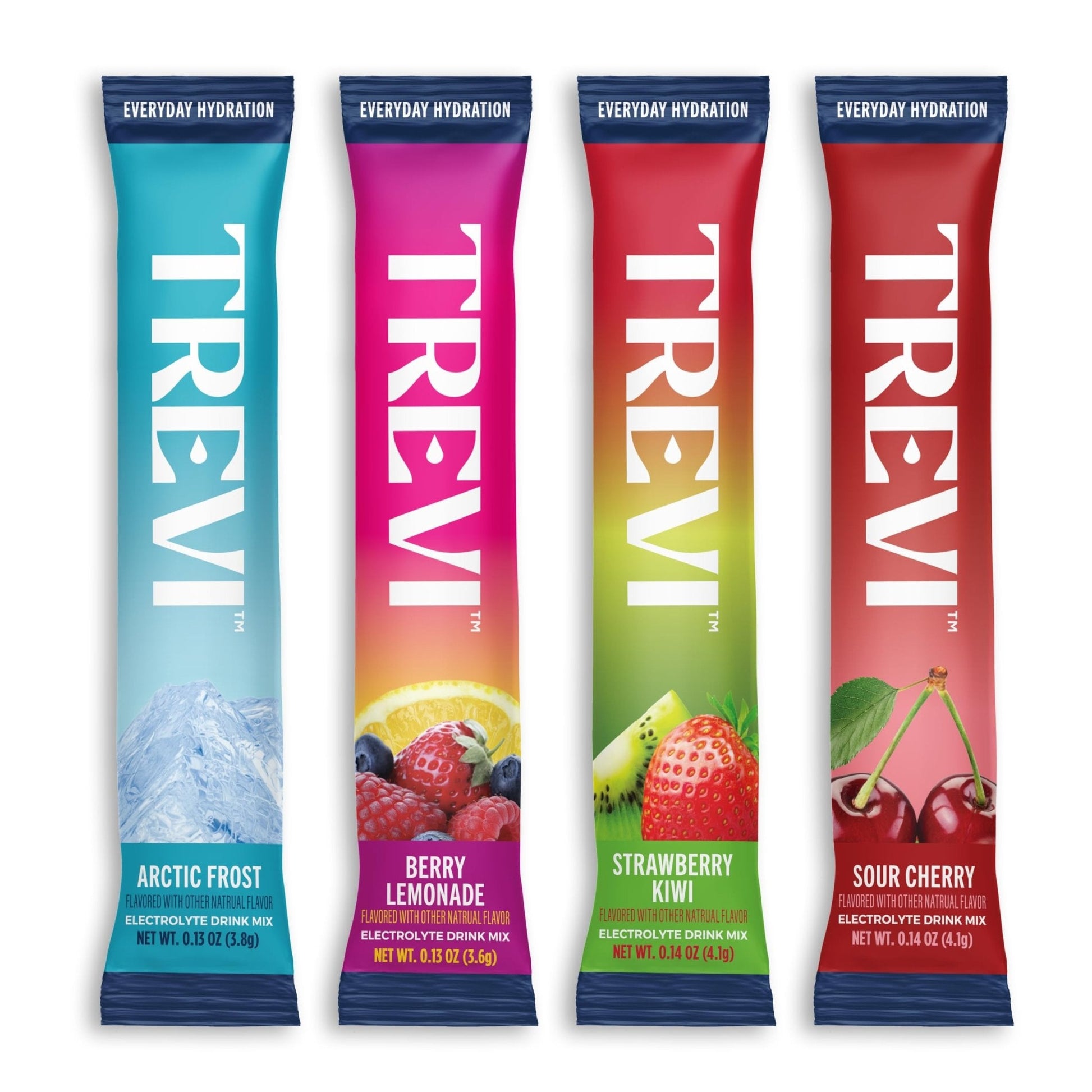 TREVI™ Everyday Sugar Free Electrolytes - Essential Drink Mix Hydration Powder Packets - 20 Count - Favorites Variety Pack - Sour Cherry, Strawberry Kiwi, Berry Lemonade, Arctic Frost - Maple Wellness Supplements