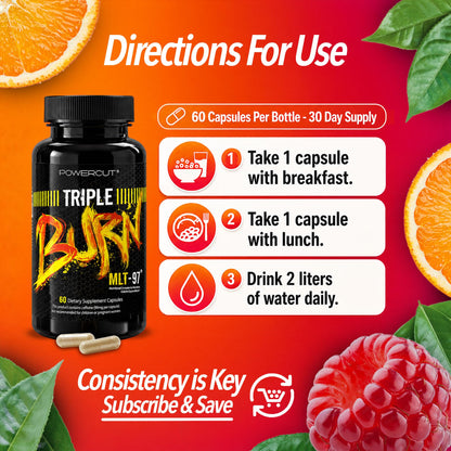 Triple Burn Pills for Women & Men, Fat Burner GLP-1 Support, Appetite Suppressant, Diet Pills with Green Coffee Extract & Cayenne (60 Capsules) - Maple Wellness Supplements