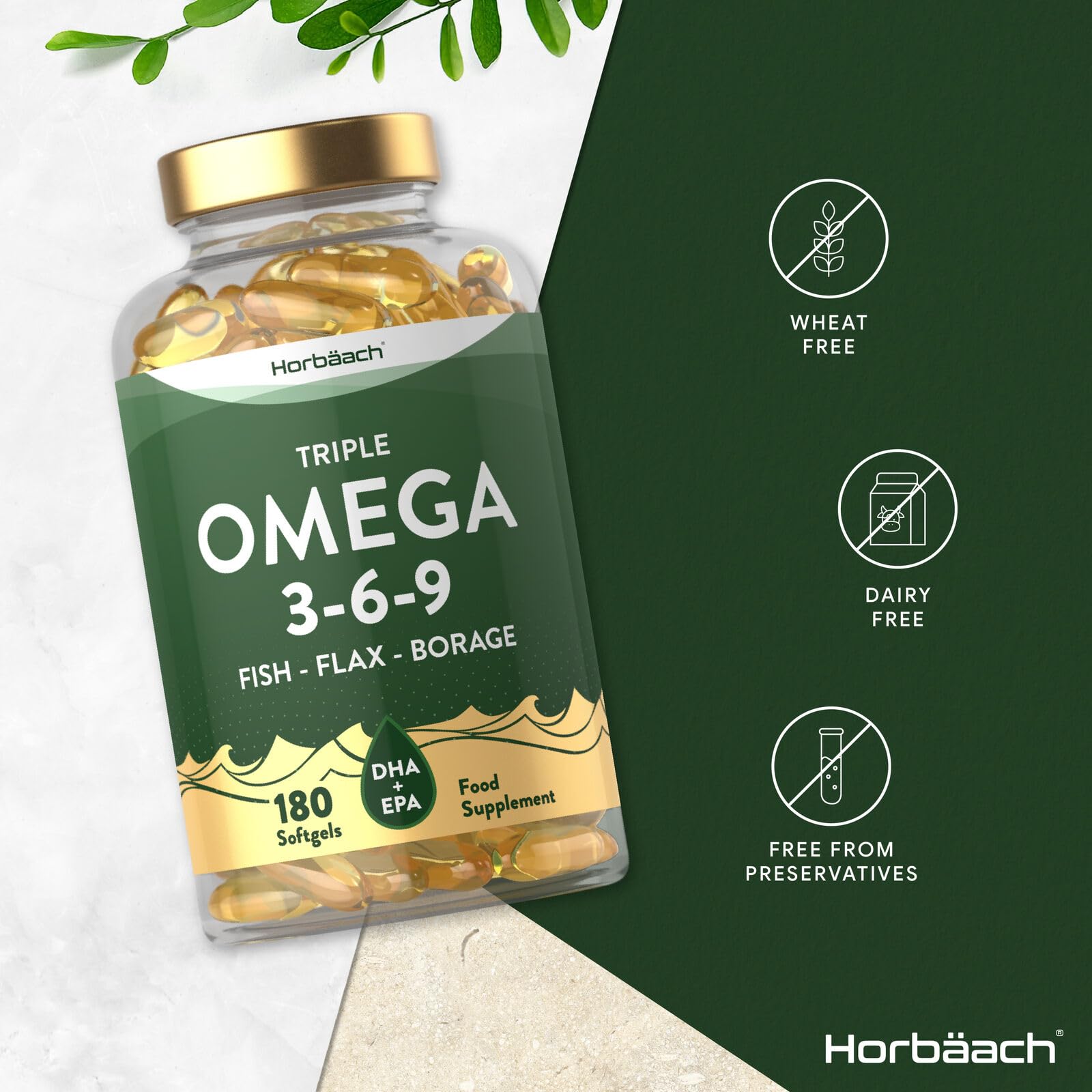 Triple Omega 3 6 9 Capsules | 180 Count | High Strength Supplement with DHA - Maple Wellness Supplements