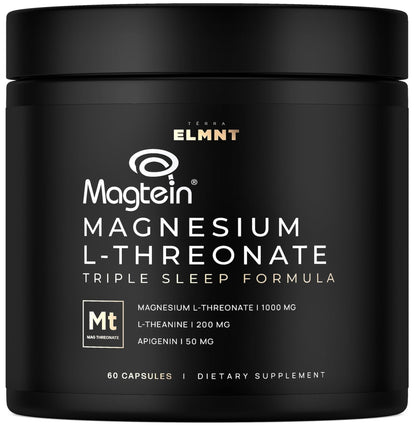 Triple Sleep Magnesium L-Threonate w. Apigenin, Theanine & Magtein Magnesium L Threonate - High Absorption Magnesium Supplement Capsules for Men and Women Magnesium Powder Pills - Maple Wellness Supplements