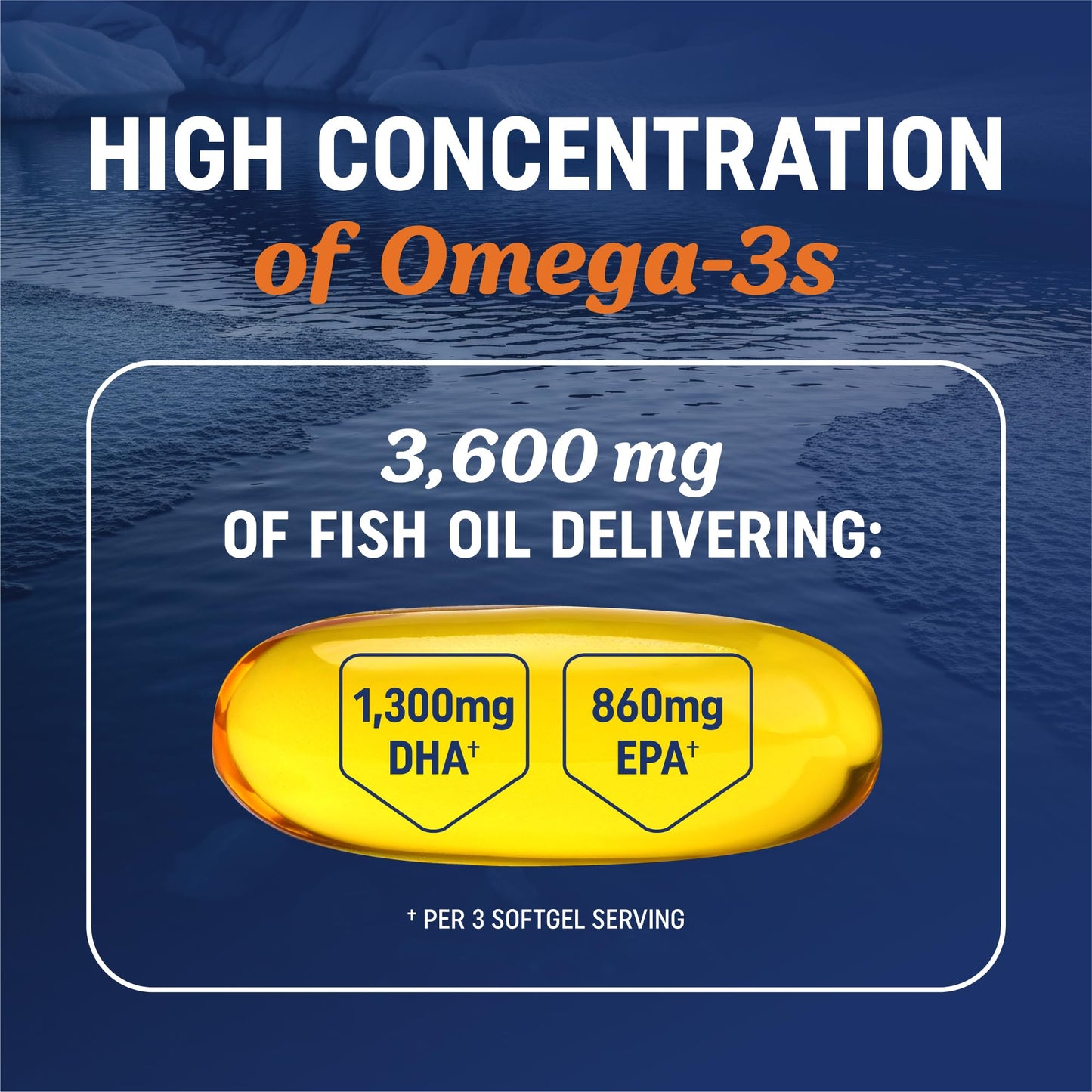 Triple Strength Omega 3 Fish Oil 3600 mg | EPA & DHA | Over 2100mg Omega-3 Fatty Acids | 1300mg EPA + 860mg DHA | Best Essential Fatty Acids | Premium Wild Caught & Burpless Fish Oil | 120 Ct - Maple Wellness Supplements