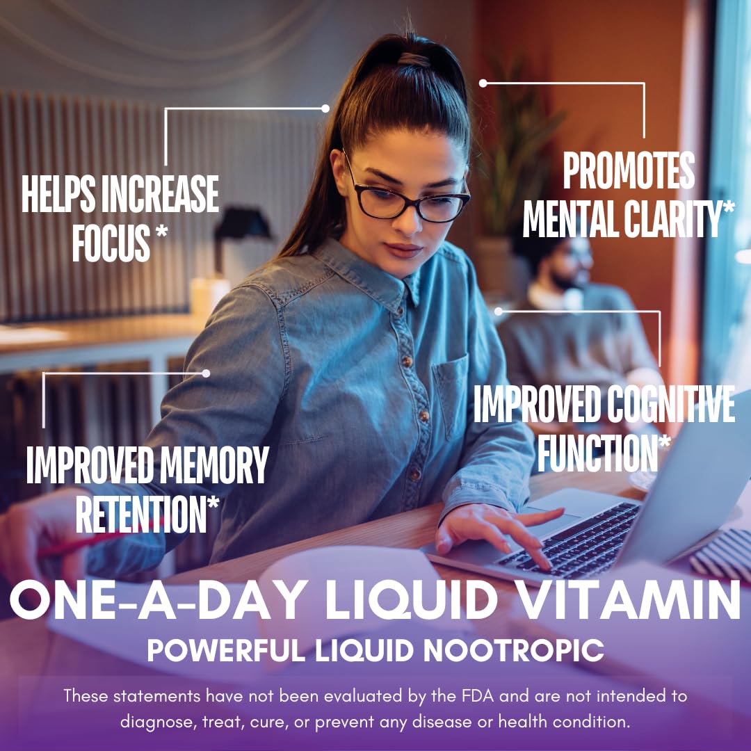 Tropical Oasis - Brain Power | Liquid Nootropic Supplement - Promotes Mental Clarity, Focus, and Memory Retention (Unflavored, 32 Servings) - Maple Wellness Supplements