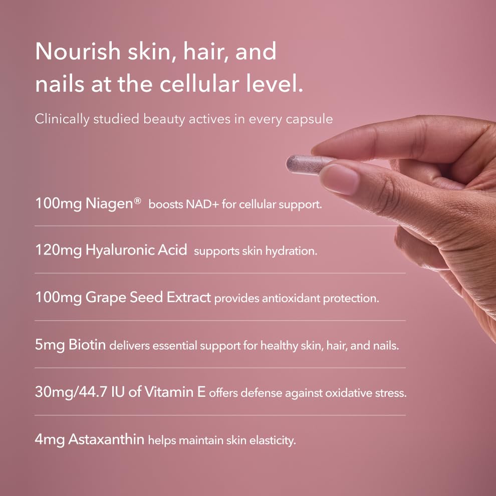 TRU NIAGEN 1,000mg + Beauty Bundle. A Full-Spectrum Bundle for Clinical-Strength Daily NAD+ Support and targeted Beauty Actives for Healthy Skin, Hair, and Nails at The Cellular Level. - Maple Wellness Supplements