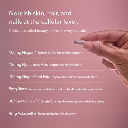 TRU NIAGEN 1,000mg + Beauty Bundle. A Full-Spectrum Bundle for Clinical-Strength Daily NAD+ Support and targeted Beauty Actives for Healthy Skin, Hair, and Nails at The Cellular Level. - Maple Wellness Supplements