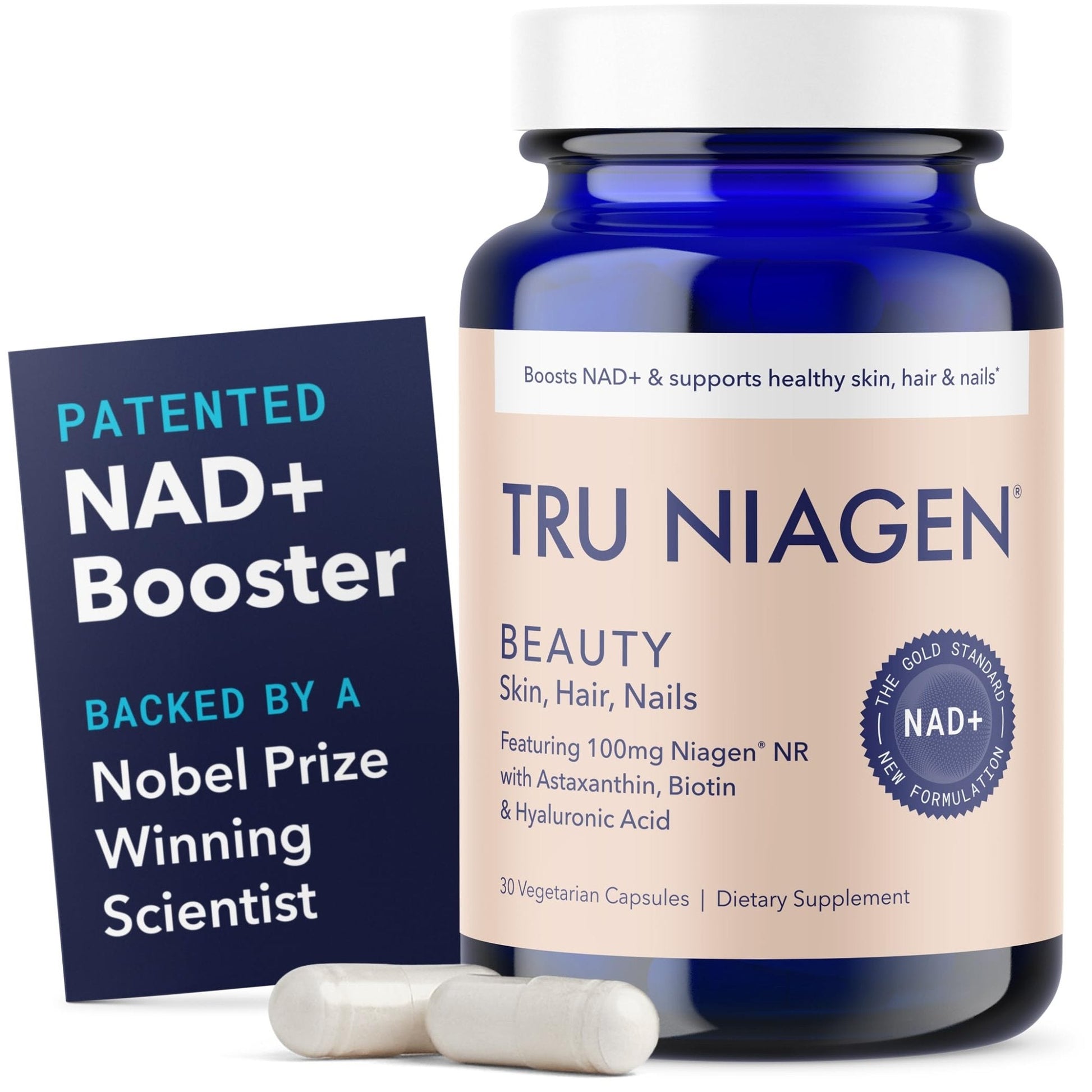 TRU NIAGEN BEAUTY NAD+ for Hair, Skin & Nails | Contains Niagen®, Astaxanthin, Hyaluronic Acid, Biotin | Supports Skin Elasticity & Moisture Retention | Daily Supplements for Men & Women | 30 Servings - Maple Wellness Supplements