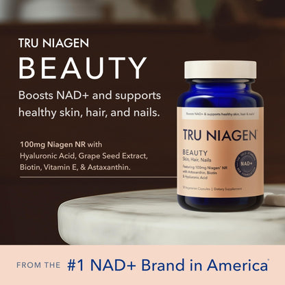 TRU NIAGEN BEAUTY NAD+ for Hair, Skin & Nails | Contains Niagen®, Astaxanthin, Hyaluronic Acid, Biotin | Supports Skin Elasticity & Moisture Retention | Daily Supplements for Men & Women | 30 Servings - Maple Wellness Supplements