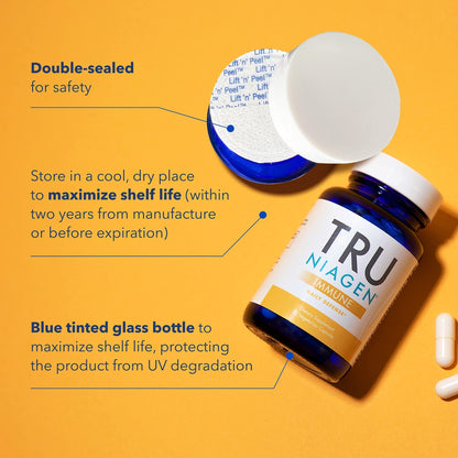 TRU NIAGEN Immune Support Supplement - Daily Defense, Vitamin C from Fermentation, Vegan Vitamin D3 2000 IU, Zinc, Plus Theracurmin (Curcumin) + Multi Award-Winning NAD Boosting Niagen 150mg 60ct - Maple Wellness Supplements
