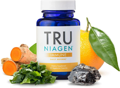 TRU NIAGEN Immune Support Supplement - Daily Defense - Vitamin C from Fermentation, Vegan Vitamin D3 2000 IU, Zinc, Plus Theracurmin (Curcumin) + Multi Award-Winning NAD Boosting Niagen 150mg 30ct - Maple Wellness Supplements