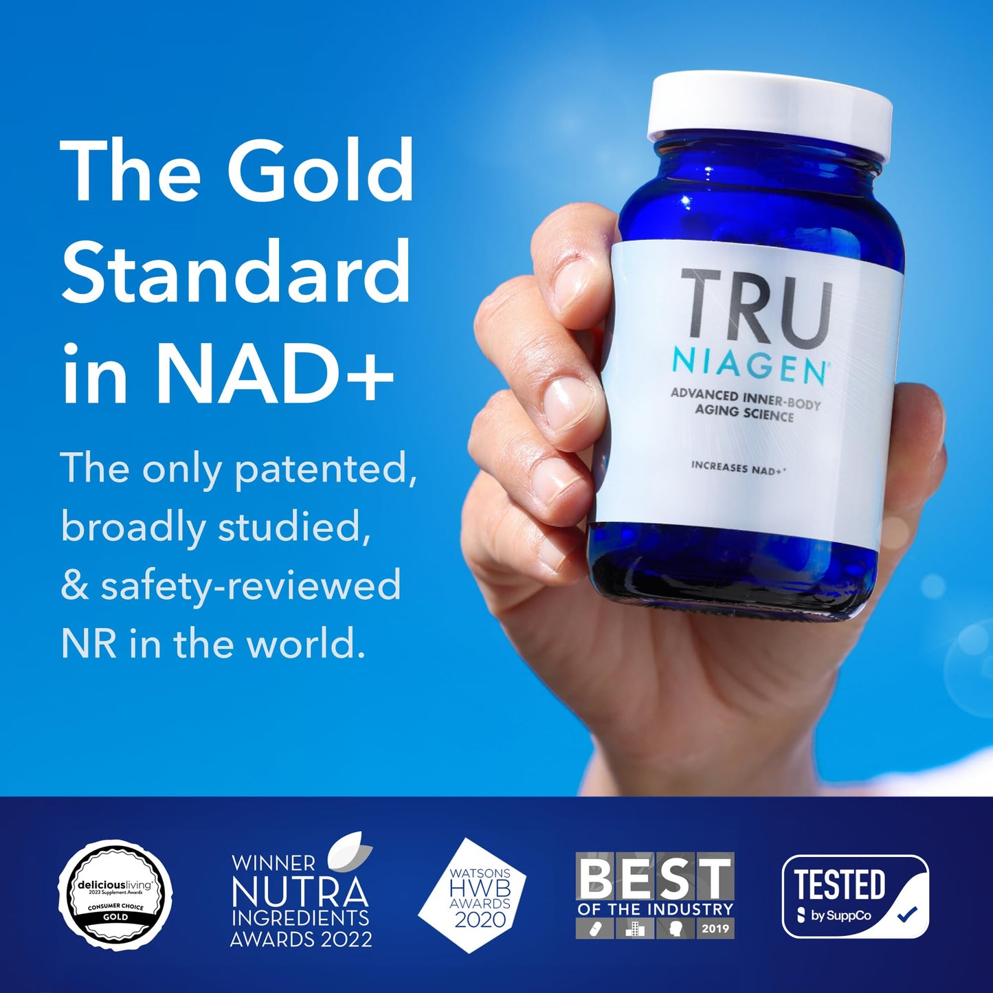 TRU NIAGEN Patented NAD Supplement for Brain Function, Anti Aging & Cell Regeneration, Niagen, 60 300mg Servings | Supports Cellular Energy, Muscle | Nicotinamide Riboside (NR) Take 2 Daily | 1 Bottle - Maple Wellness Supplements