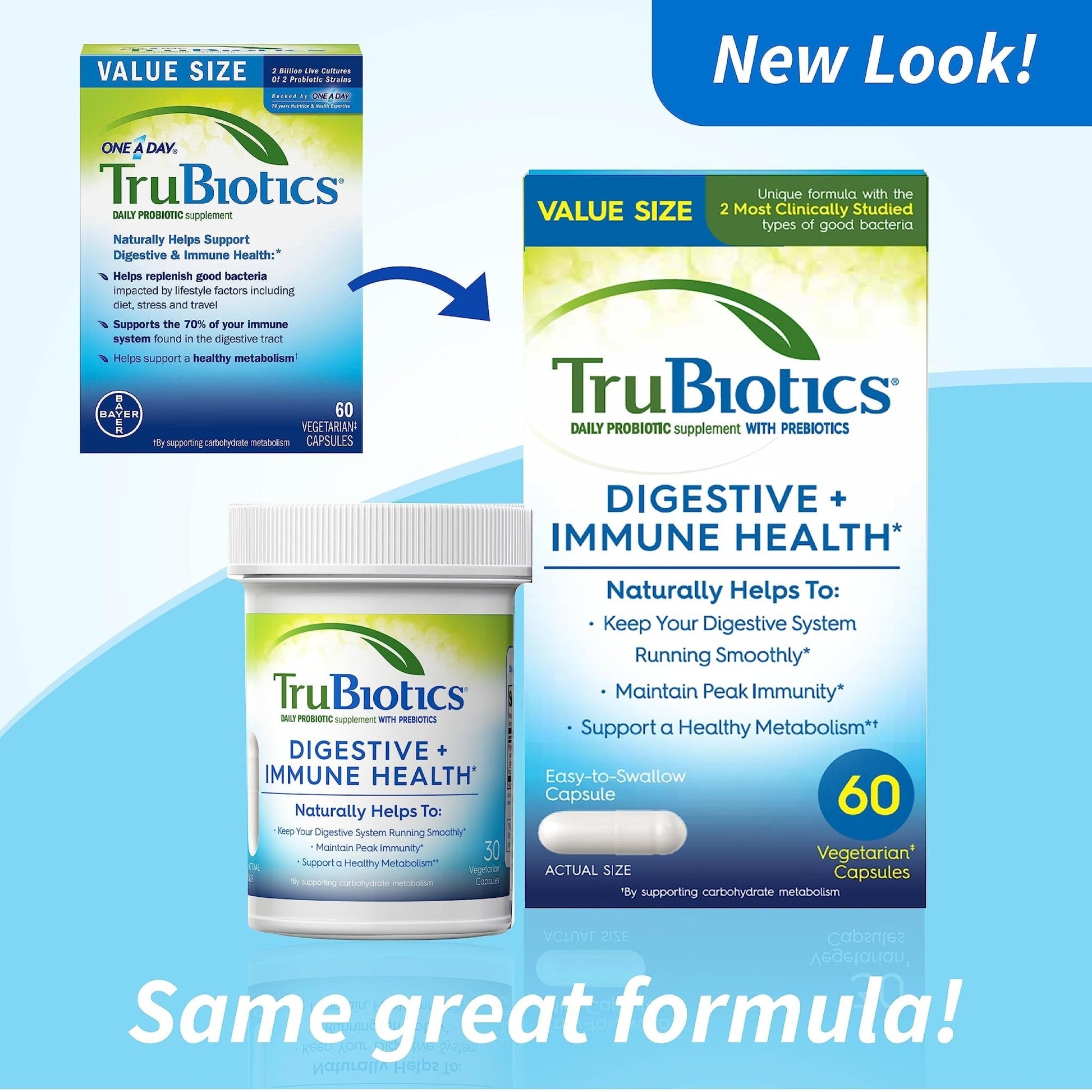 TruBiotics Probiotics for Digestive & Immune Health, Supports Regularity & Helps Relieve Abdominal Discomfort, Gas & Bloating, 2 Clinically Studied - Maple Wellness Supplements