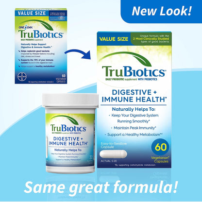 TruBiotics Probiotics for Digestive & Immune Health, Supports Regularity & Helps Relieve Abdominal Discomfort, Gas & Bloating, 2 Clinically Studied - Maple Wellness Supplements