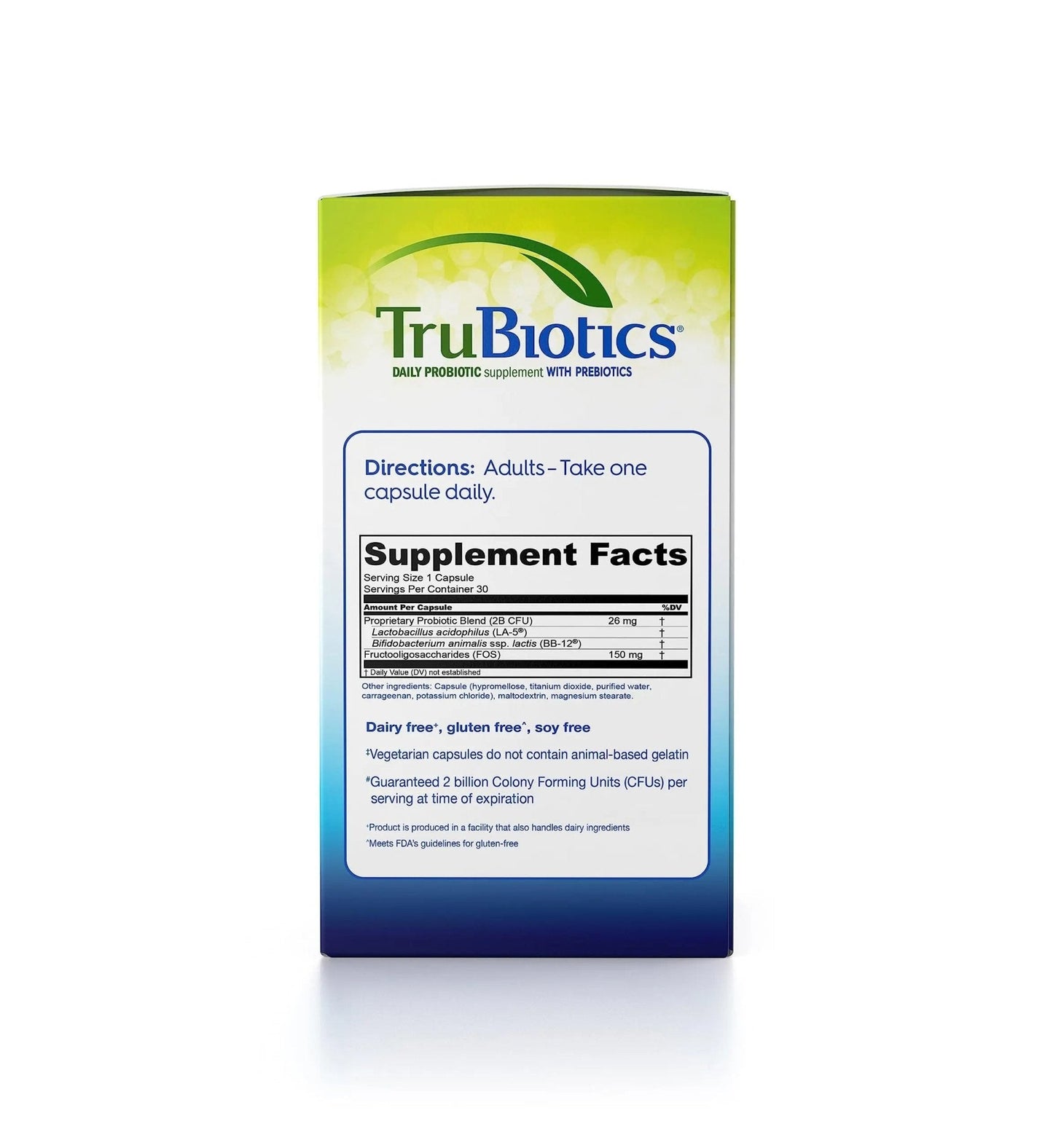 TruBiotics Probiotics for Digestive & Immune Health, Supports Regularity & Helps Relieve Abdominal Discomfort, Gas & Bloating, 2 Clinically Studied Probiotic Strains, Plus Prebiotics, 30 Capsules - Maple Wellness Supplements