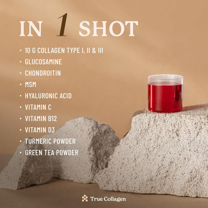 True Collagen Joints | 10,000 mg Hydrolyzed Collagen Liquid Supplement - 500 ml, 20 Day Supply | Glucosamine, MSM and Chondroitin for Healthy Joints | Fat-Free, Sugar-Free, 100% Natural Berry Flavor - Maple Wellness Supplements