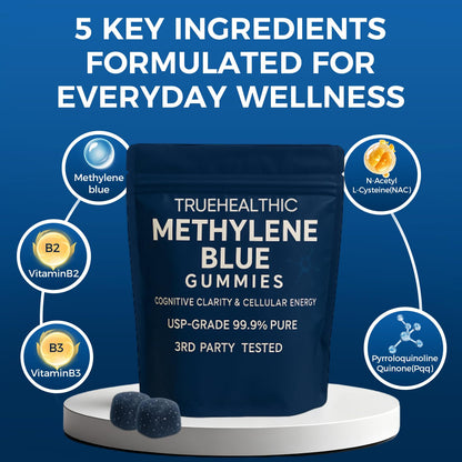TRUEHEALTHIC Methylene Blue Gummies, for Cognitive Support & Mental Focus, Clean 5mg of Methylene Blue Per Gummy, - Maple Wellness Supplements