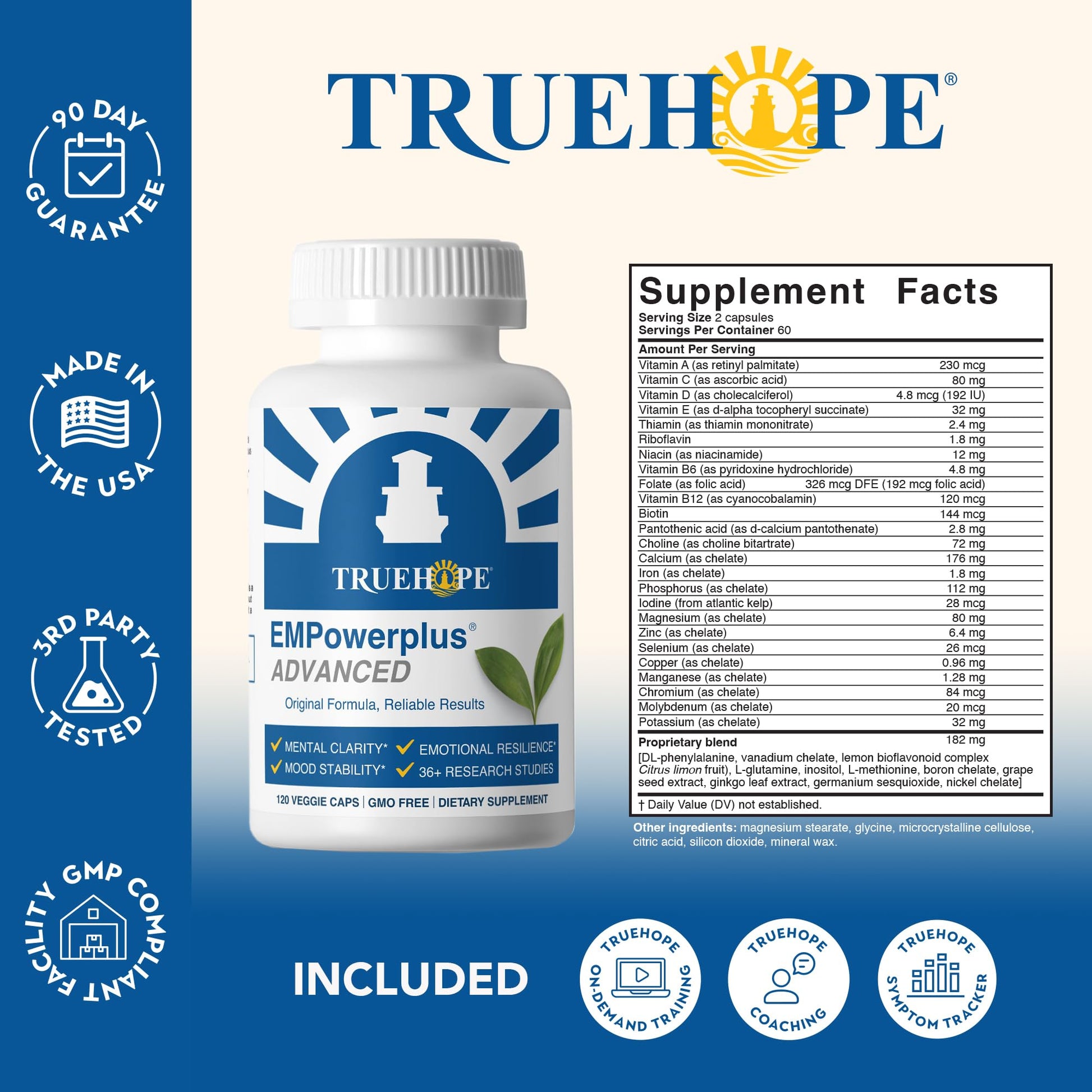 Truehope EMPowerplus Advanced Multivitamin for Women & Men - Broad-Spectrum Multivitamins & Chelated Minerals | 1000% Better Absorption | 37 Research Studies & 28 Years of Success | 30 Day Supply - Maple Wellness Supplements