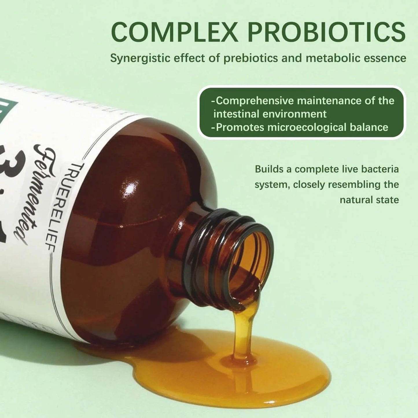TRUERELIEF Women's Daily Probiotic + Prebiotic + Postbiotic Liquid, 3-in-1 for Gut Health, 10 Strains & 18 Fermented Herbs (1) - Maple Wellness Supplements