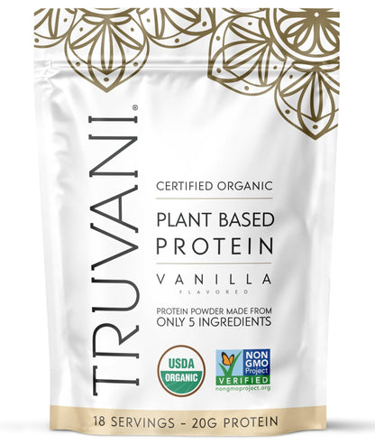 Truvani Organic Plant Based Protein Powder | Vanilla | 20g Pea Protein | 18 Servings | Vegan & Keto | Gluten & Dairy Free | Low Carb | No Added Sugar - Maple Wellness Supplements