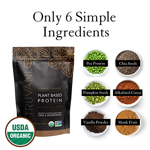Truvani Organic Vegan Protein Powder Chocolate - 20g of Plant Based Protein, Organic - Maple Wellness Supplements