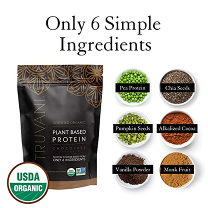 Truvani Organic Vegan Protein Powder Chocolate - 20g of Plant Based Protein, Organic - Maple Wellness Supplements