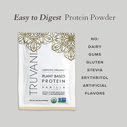 Truvani Organic Vegan Protein Powder Sample Pack - 20g of Plant Based Protein, Organic - Maple Wellness Supplements