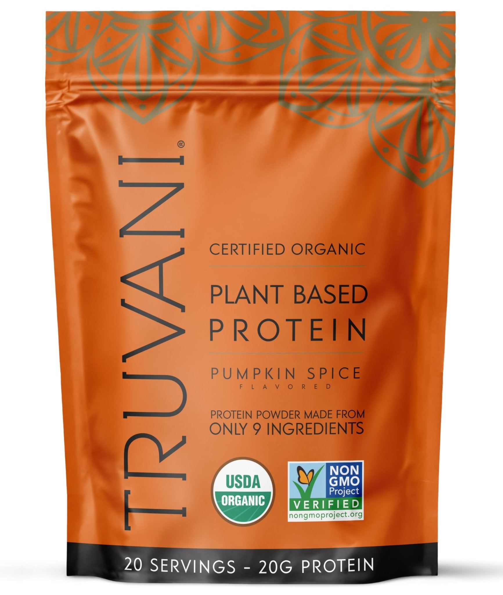 Truvani Vegan Pea Protein Powder | Pumpkin Spice | 20g Organic Plant Based Protein | 20 Servings | Keto | Gluten & Dairy Free - Maple Wellness Supplements
